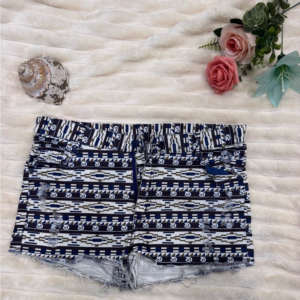 Allyson Whitmore Blue and White Jean Shorts